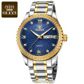 OLEVS Marque Hommes De Mode De Luxe Montre À Quartz En Acier Inoxydable Bande Jour/Date D&#39;affaires Montre Homme Poignet Hommes Montre